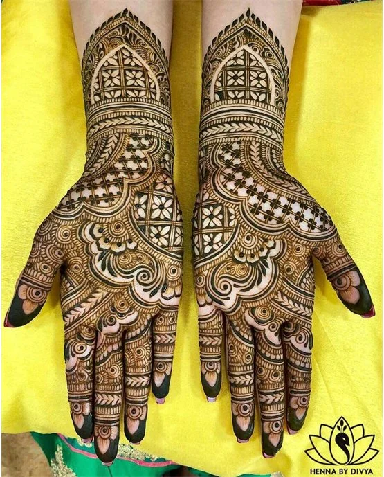 Creative Blend And Butterfly Featuring Simple Full Hand Mehndi Design